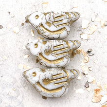 Load image into Gallery viewer, 11x22mm Bird White with Gold Wash
