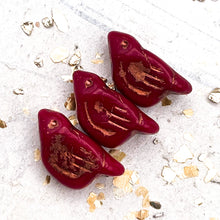 Load image into Gallery viewer, Pre-Order11x22mm Bird Ruby Red with a Copper Wash
