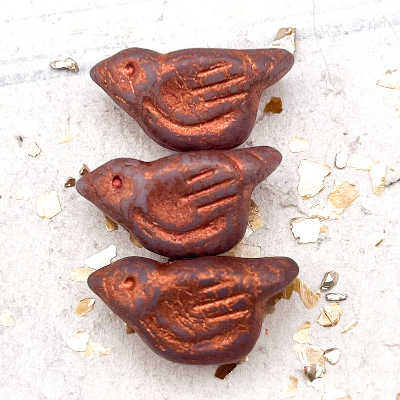 Pre-Order 11x22mm Bird White with a Matte Finish and a Copper Wash