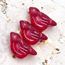 Load image into Gallery viewer, Pre-Order 11x22mm Bird Ruby Red with a Matte Finish and a Metallic Pink Wash

