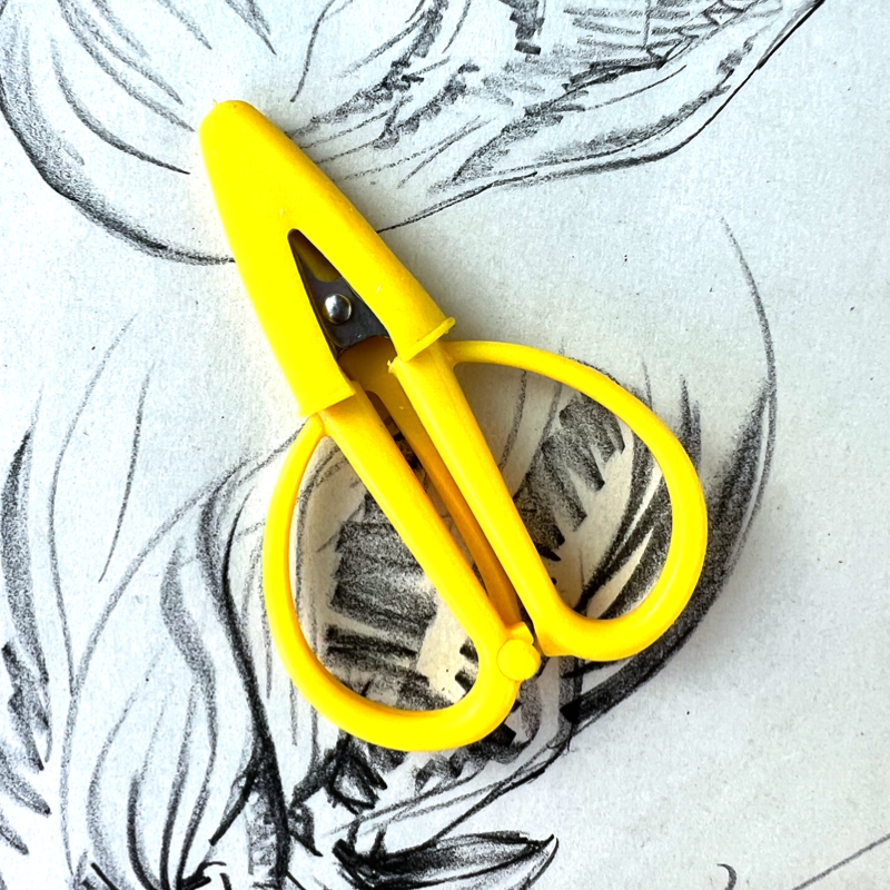 Yellow Mini Travel Scissors with Silicone Cover