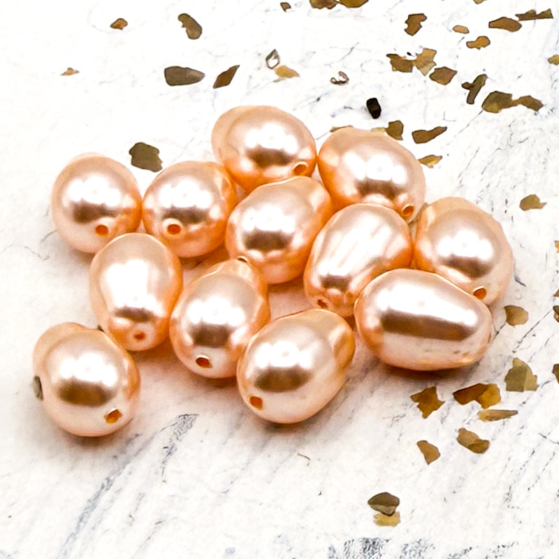 11mm Crystal Peach Pearls - 12pcs