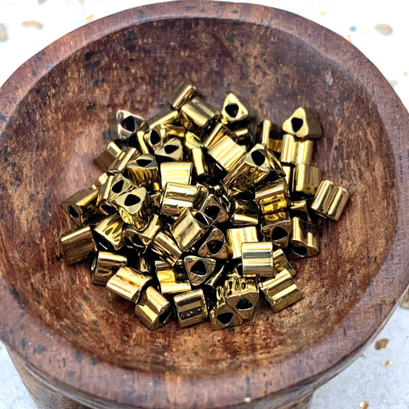 Bronzed Antique Gold 8/0 TOHO Triangle Beads