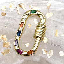 Load image into Gallery viewer, Golden Oval Colorful Screw Lock Carabiner Clasp
