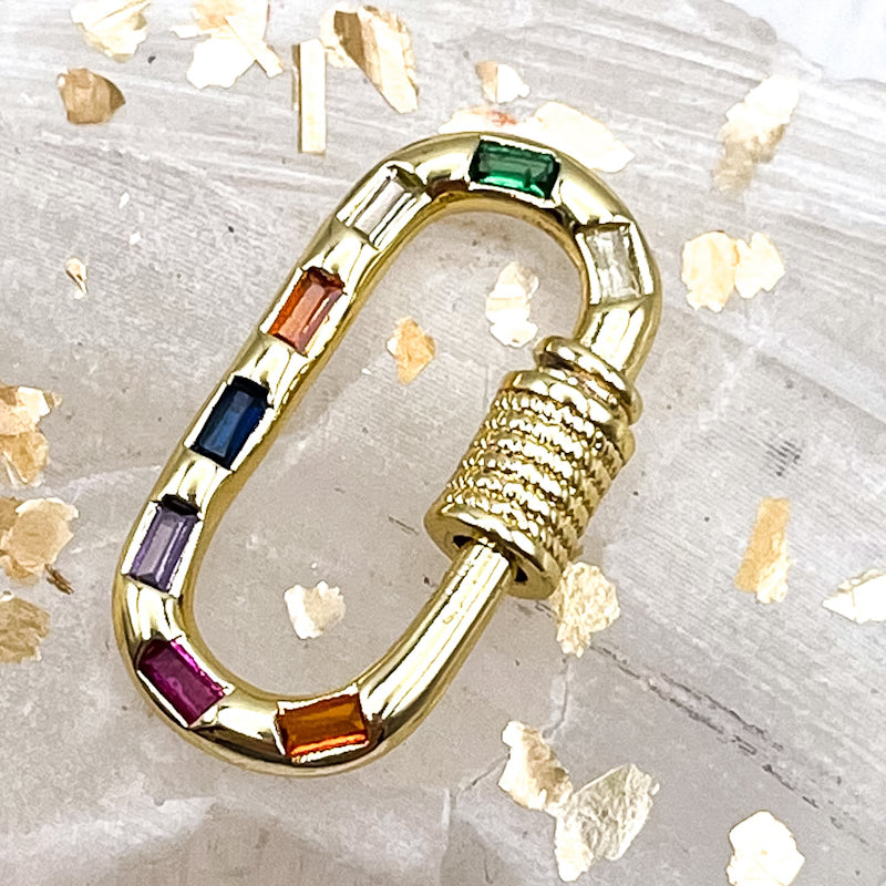 Golden Oval Colorful Screw Lock Carabiner Clasp