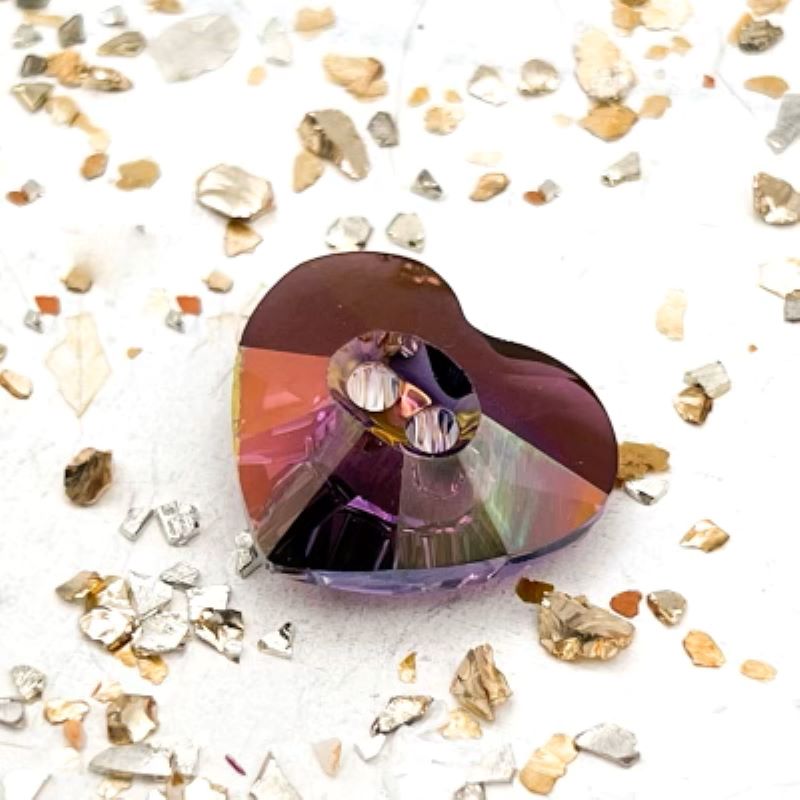 16x14mm Lilac Shadow Premium Crystal Heart Button