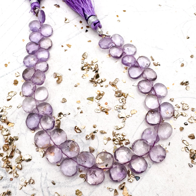 Light Amethyst Gemstone Teardrop Bead Strand