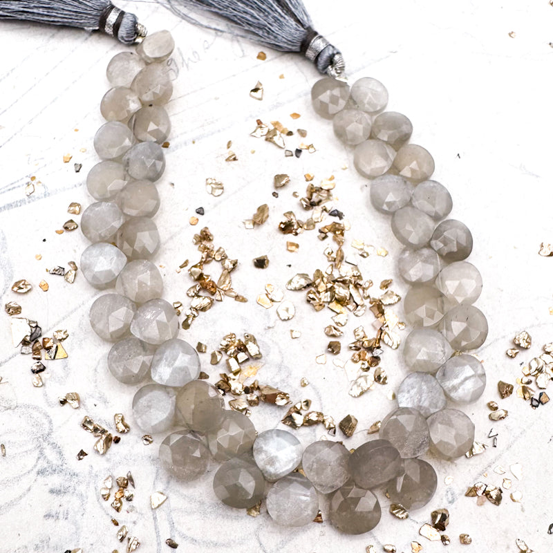 Light Gray Moonstone Gemstone Teardrop Bead Strand