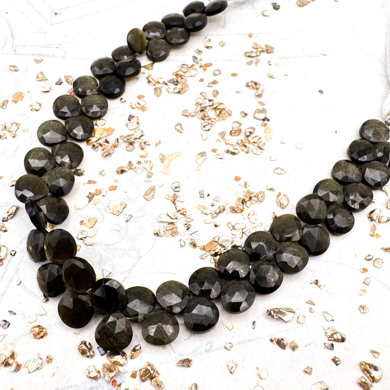 Golden Obsidian Gemstone Teardrop Bead Strand