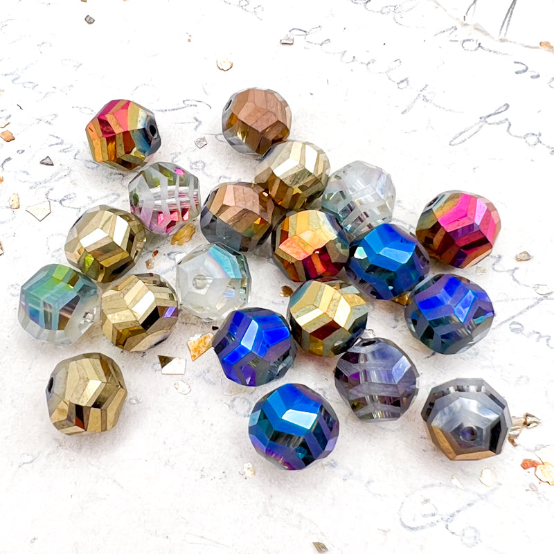 10mm Electroplated Faceted Round Glass Bead Set - 20 Pcs - Read First
