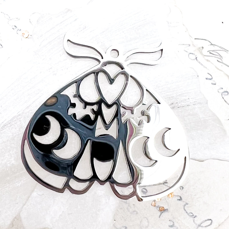 Silver Moth Pendant Charm
