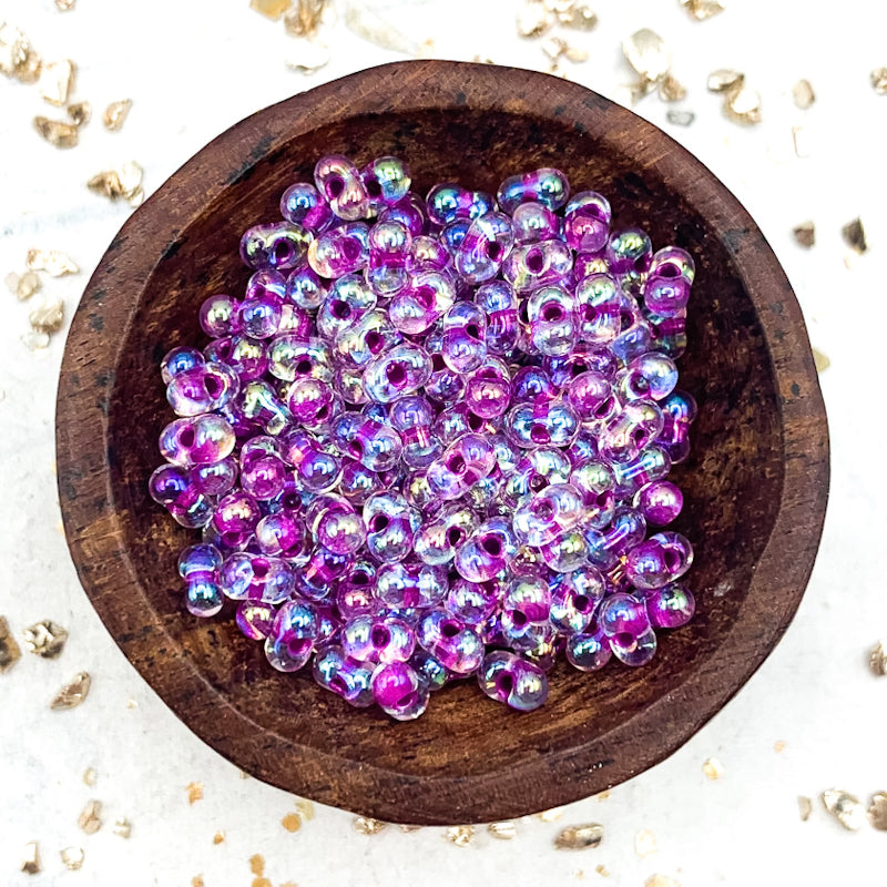 2.5x4.5mm Raspberry Lined Crystal AB Peanut Beads