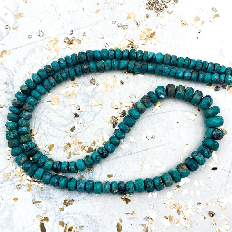 Graduated Turquoise Faceted Heishi Gemstone Bead Strand