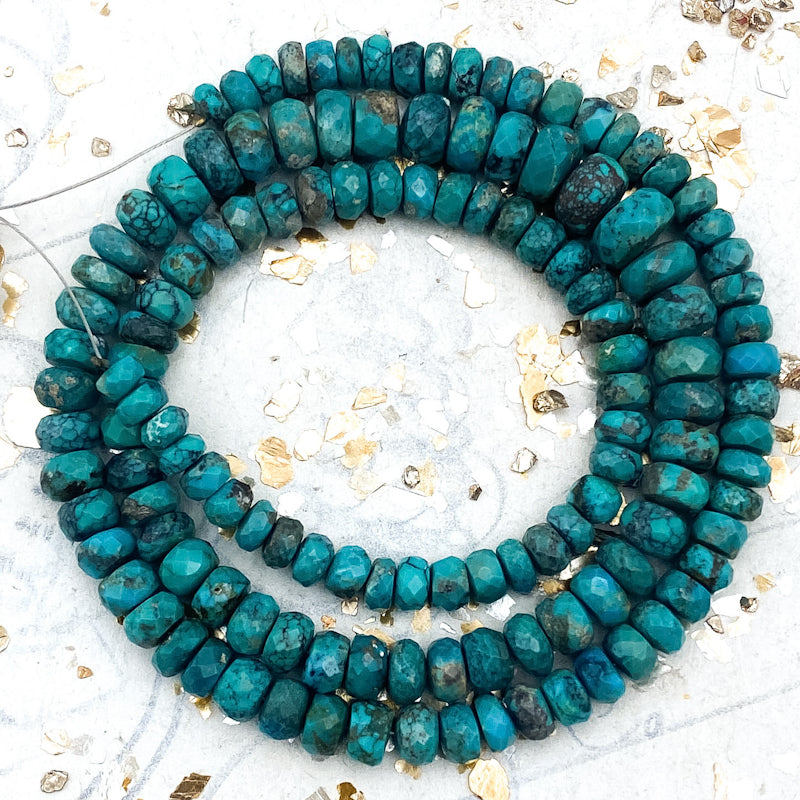 Graduated Turquoise Faceted Heishi Gemstone Bead Strand