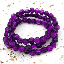 Load image into Gallery viewer, 6mm Purple Pansy with Purple Wash Large Hole Melon Bead Strand
