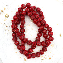 Load image into Gallery viewer, 6mm Ruby Red with Bronze Wash Large Hole Melon Bead Strand
