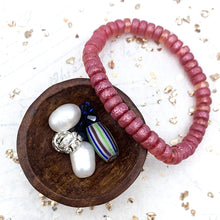 Load image into Gallery viewer, 2.0 African Focal Beads and Transparent Glass with Etched and Metallic Pink Wash Heishi Kit
