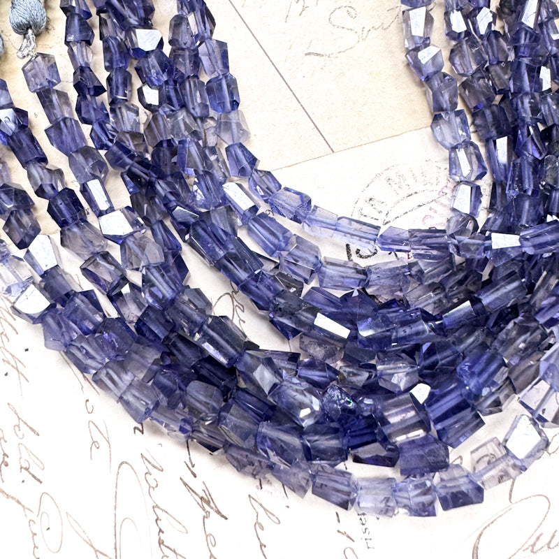 Faceted Iolite Gemstone Bead Strand - Sleepy Hollow Road Trip Find