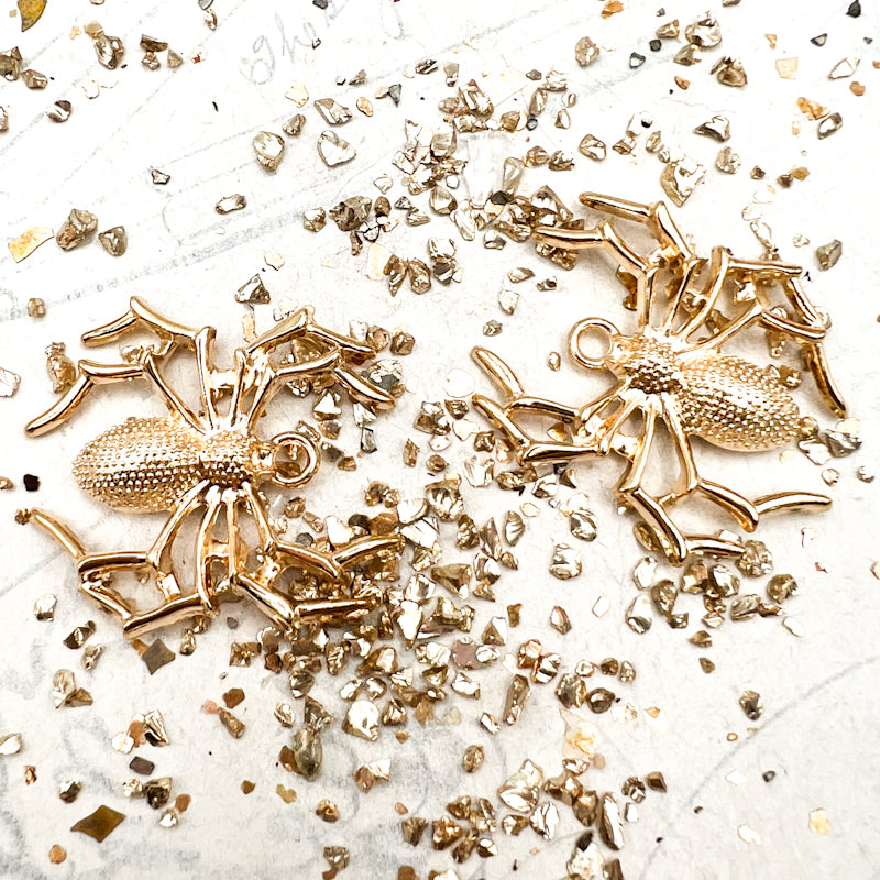 Light Gold Spider Charm Pair