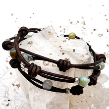 Load image into Gallery viewer, Blue Green Amazonite Knotty Triple Wrap 2 Pack Bracelet Kit
