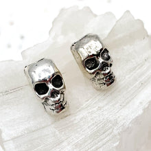 Load image into Gallery viewer, 12mm Antique Silver Metal Skull Bead Pair
