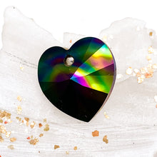 Load image into Gallery viewer, Discontinued! - 18mm Dark Rainbow Xilion Heart Premium Crystal Charm Pendant
