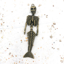 Load image into Gallery viewer, Antique Brass Skeleton Mermaid Pendant
