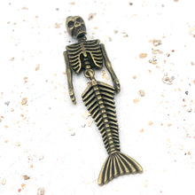 Load image into Gallery viewer, Antique Brass Skeleton Mermaid Pendant
