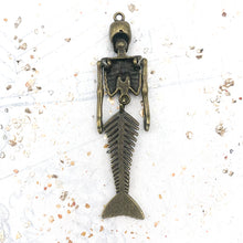 Load image into Gallery viewer, Antique Brass Skeleton Mermaid Pendant
