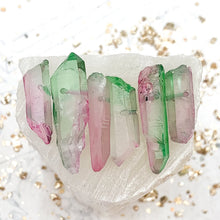 Load image into Gallery viewer, Green and Pink Dyed Quartz Pendants - 6pcs
