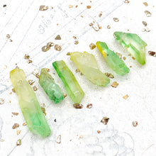 Load image into Gallery viewer, Green and Yellow Dyed Quartz Pendants - 6pcs
