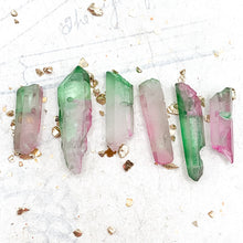 Load image into Gallery viewer, Green and Pink Dyed Quartz Pendants - 6pcs
