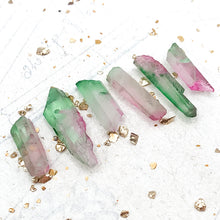 Load image into Gallery viewer, Green and Pink Dyed Quartz Pendants - 6pcs
