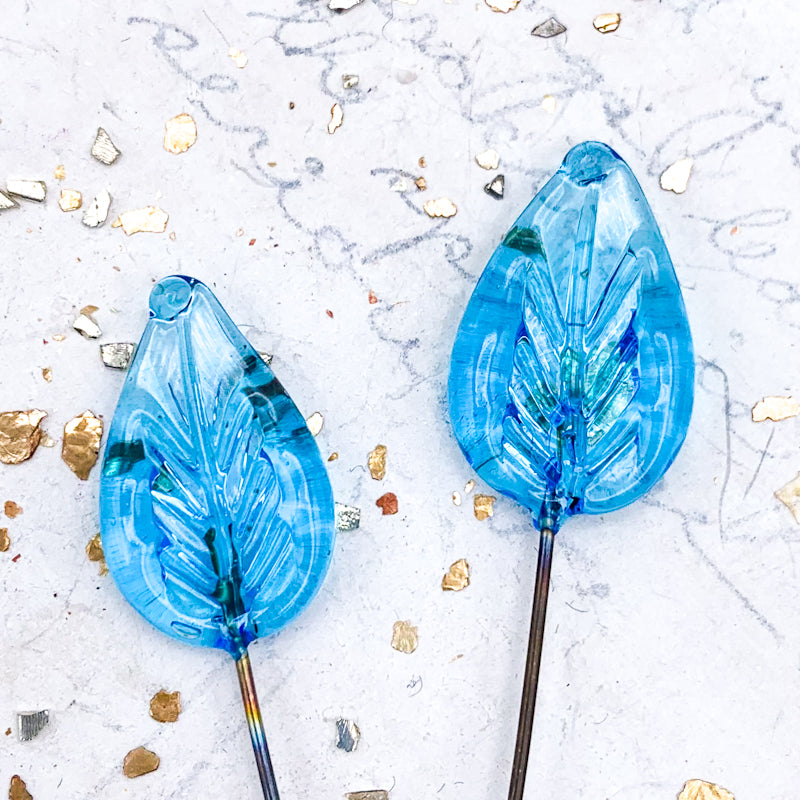 Pre-Order Beautiful Blue Rita Leaf Head Pin Pair