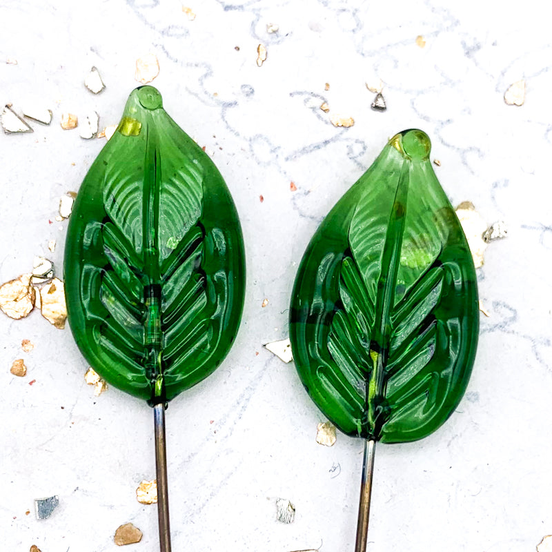 Sage Green Rita Leaf Head Pin Pair