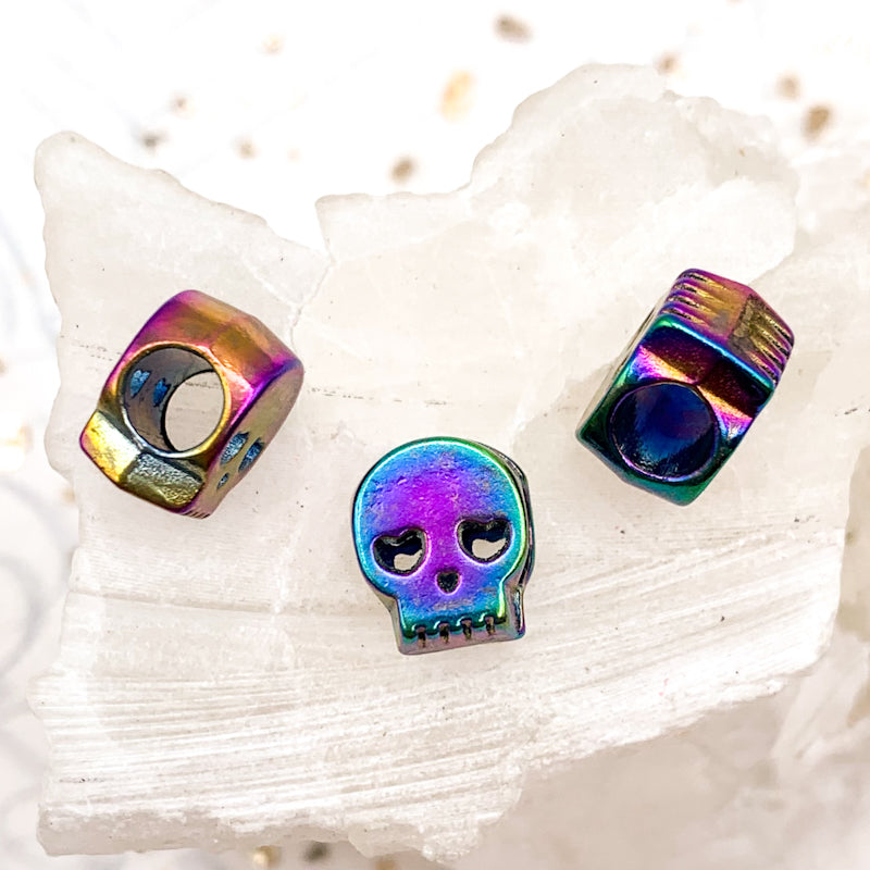 Large Hole Rainbow Skull Bead