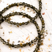 Load image into Gallery viewer, 3mm Gray with Etched and Gold Finishes Round Druk Bead Strand
