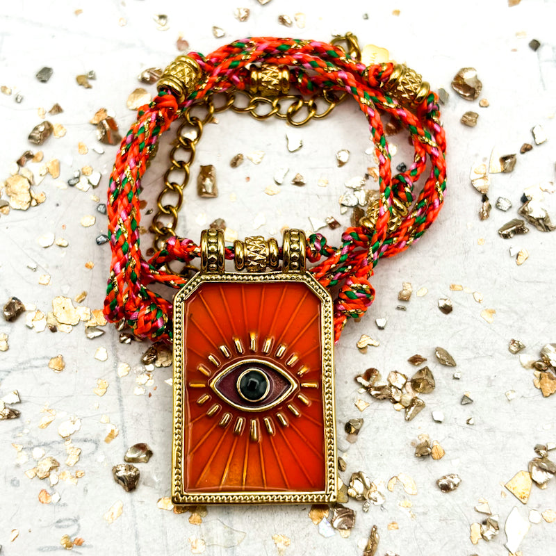 Orange Eye Pendant Necklace- Paris Find