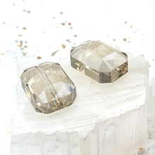 Load image into Gallery viewer, Small Light Smoky Rectangular Crystal Bead Pair
