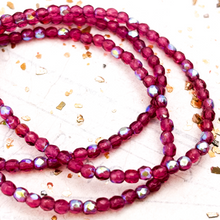 Load image into Gallery viewer, 3mm Fuchsia with AB Finish Faceted Round Fire-Polished Bead Strand
