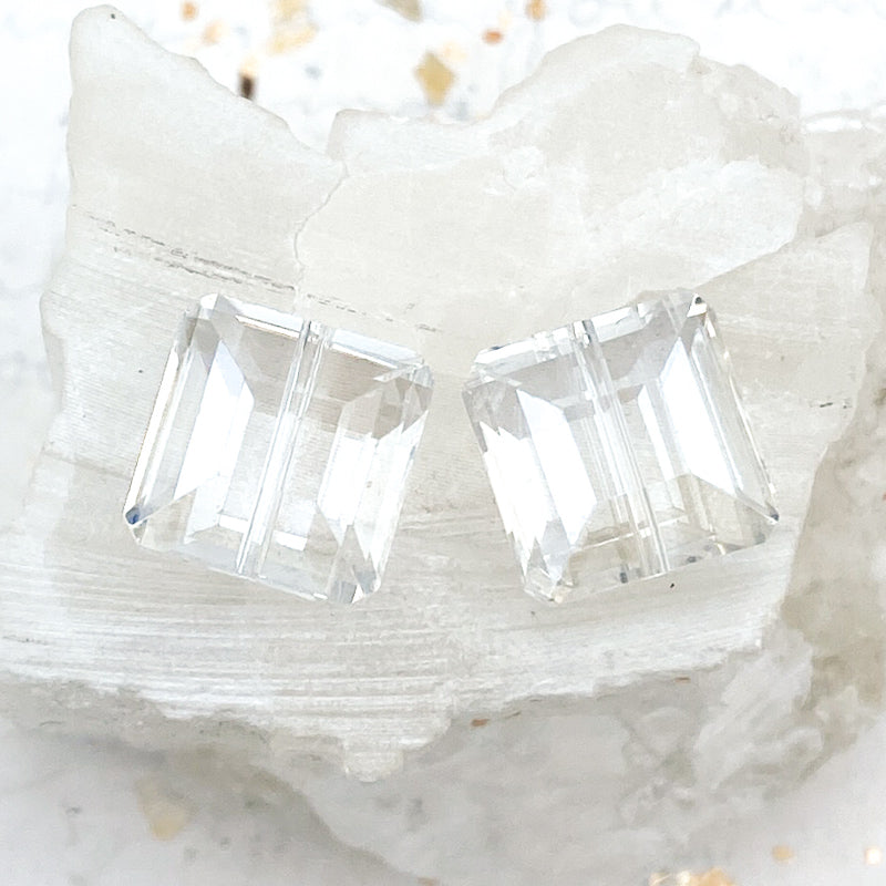 Clear Square Crystal Bead Pair