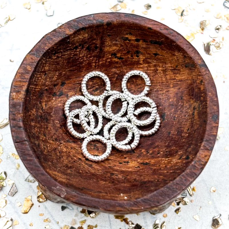Sterling Silver Plated 6mm Textured Jump Rings - 12pcs