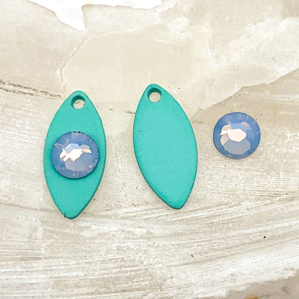 Turquoise Drop and Premium Crystal Air Blue Flatback Pair