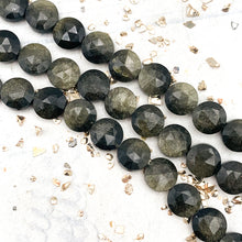 Load image into Gallery viewer, Gold Obsidian Faceted Round Gemstone Bead Strand
