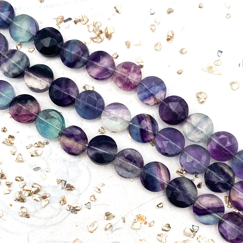 Fluorite Faceted Round Gemstone Bead Strand