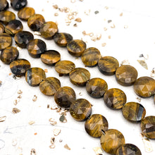 Load image into Gallery viewer, Tiger Eye Faceted Round Gemstone Bead Strand
