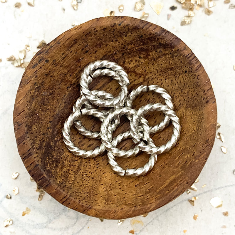 11mm Twisted Antique Silver Jump Ring Mix - 8pcs