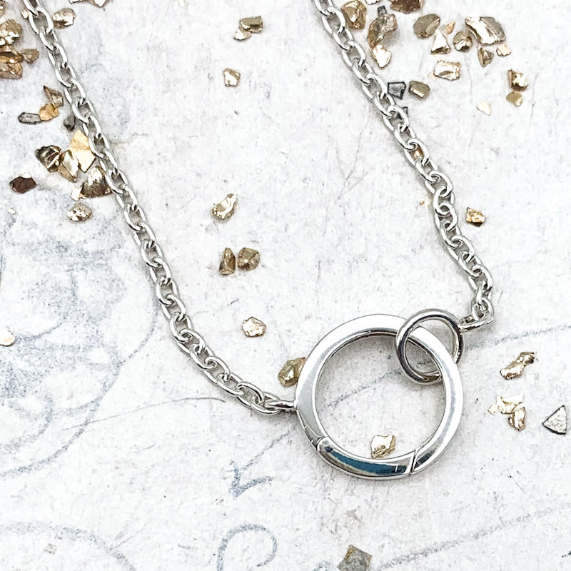 Sterling Silver Charm Holder Link Necklace