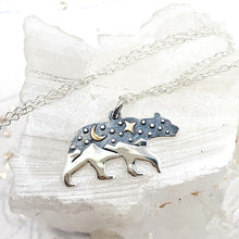 Load image into Gallery viewer, Sterling Silver Bear Charm with Bronze Moon Necklace
