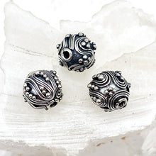 Load image into Gallery viewer, Sterling Silver Round Focal Bead with Fine Wire Swirls
